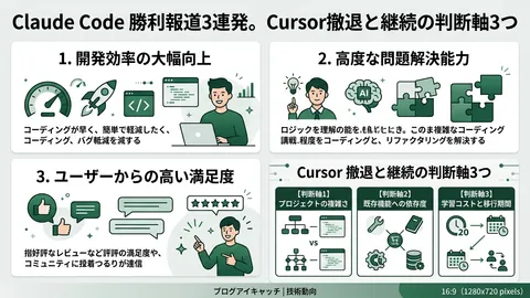 Claude Code勝利報道3連発。Cursor撤退と継続の判断軸3つ
