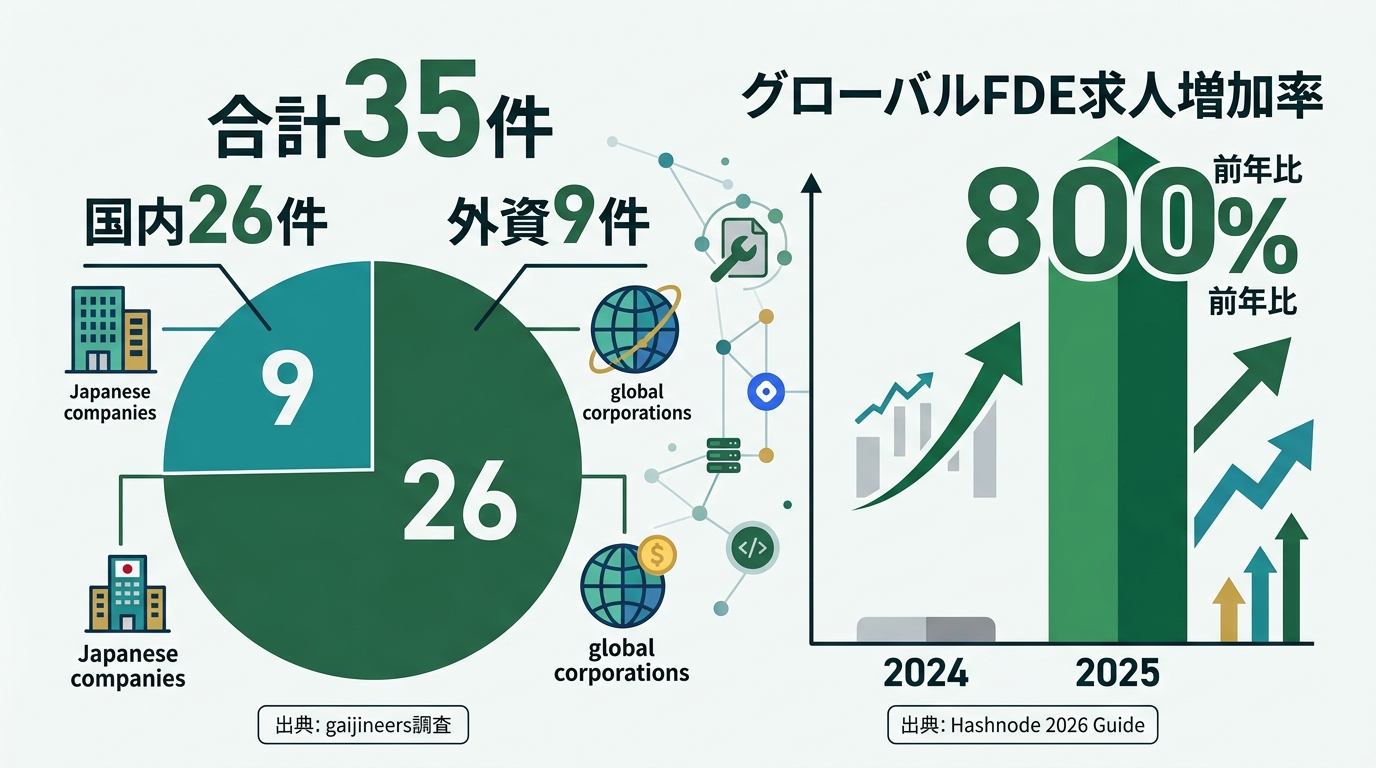 日本のFDE求人市場の現状を示すデータグラフィック