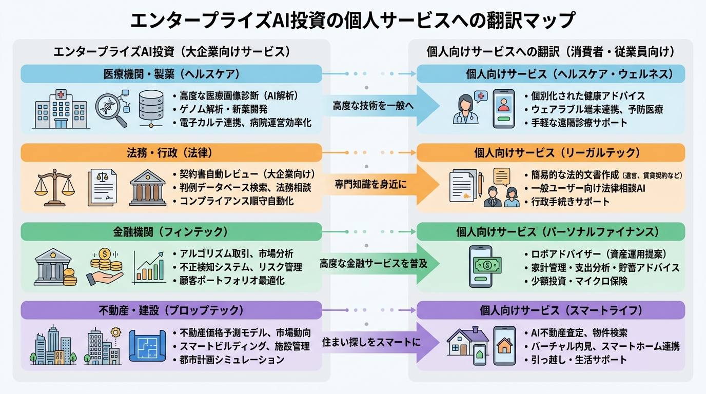 エンタープライズAI投資の業種別マップ