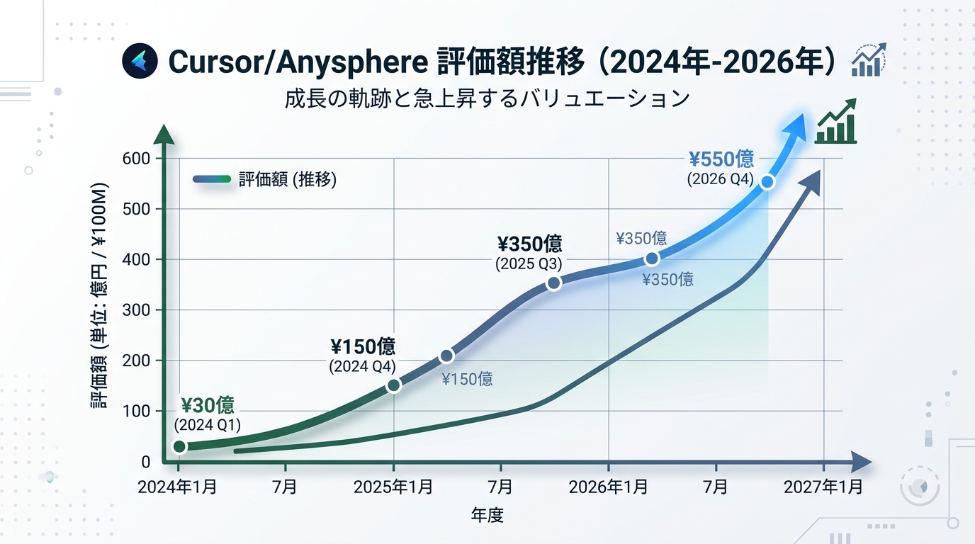 Cursor/Anysphereの評価額推移を示すグラフ