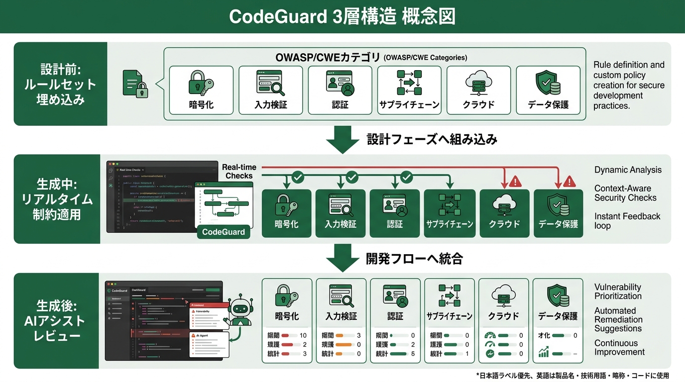 CodeGuardの3層構造を示す概念図