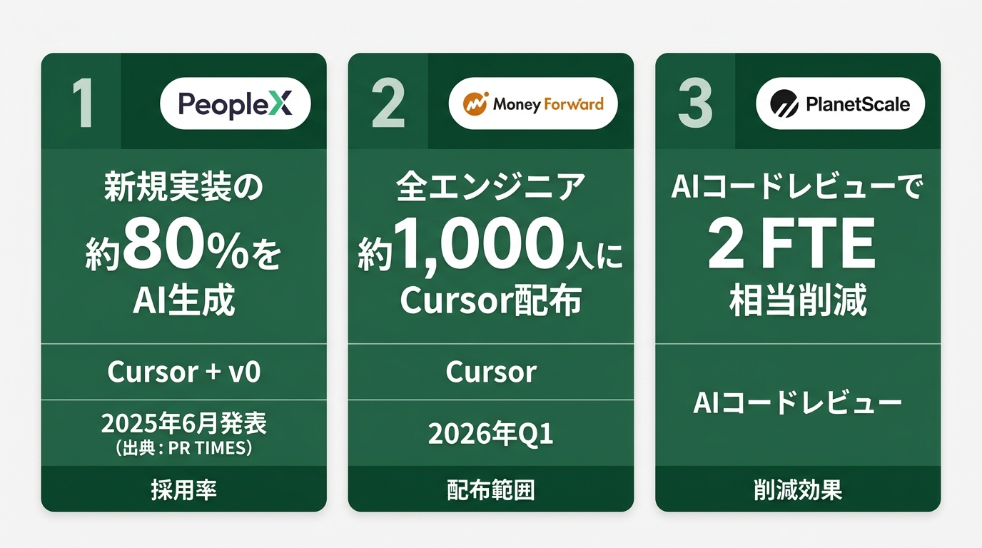 バイブコーディング本番運用事例カード3枚