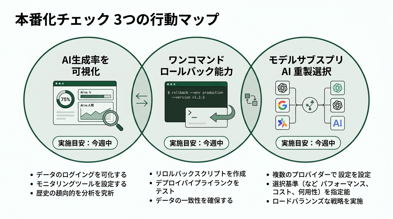 本番化チェック3つの行動マップ