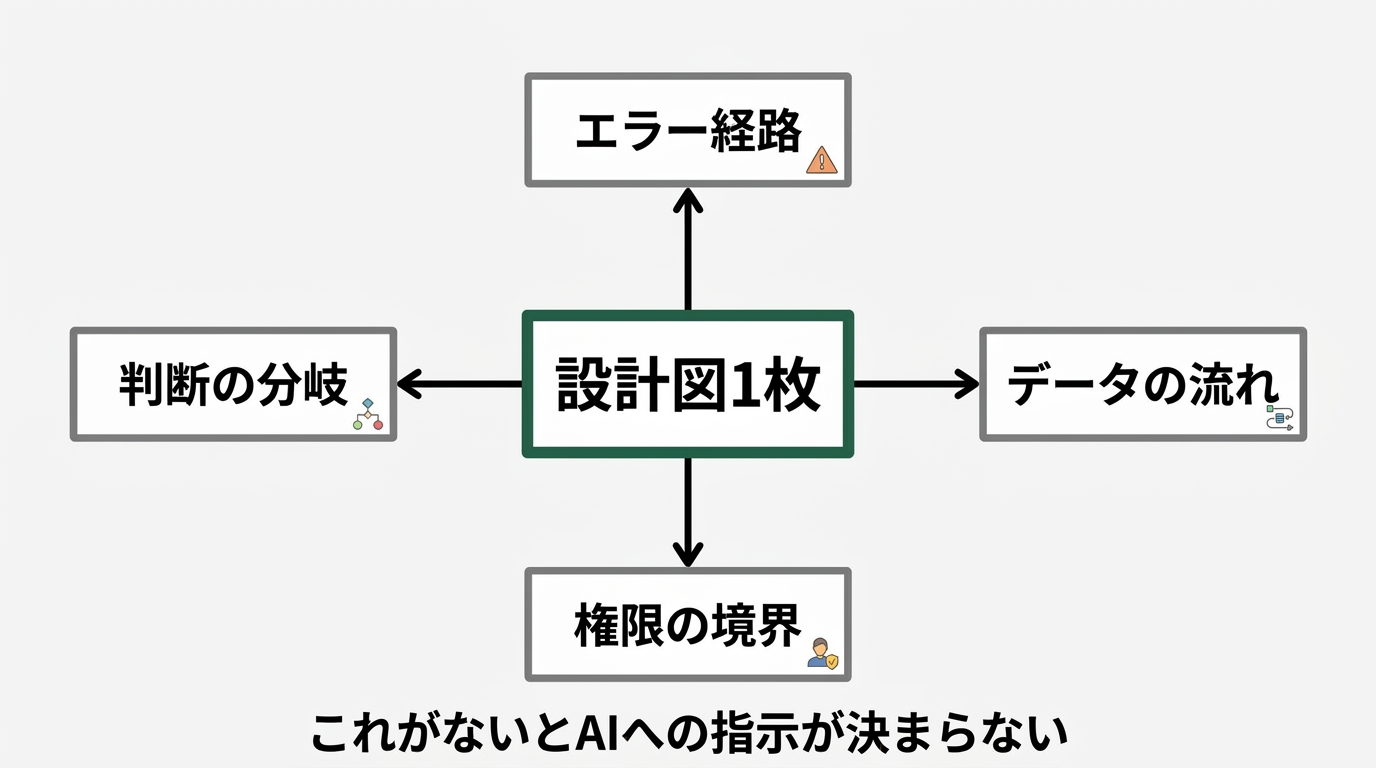 中央に「設計図1枚」と書かれた長方形