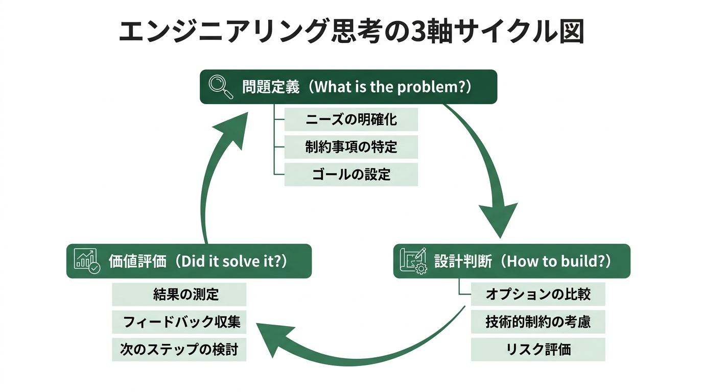 エンジニアリング思考の3軸サイクル図