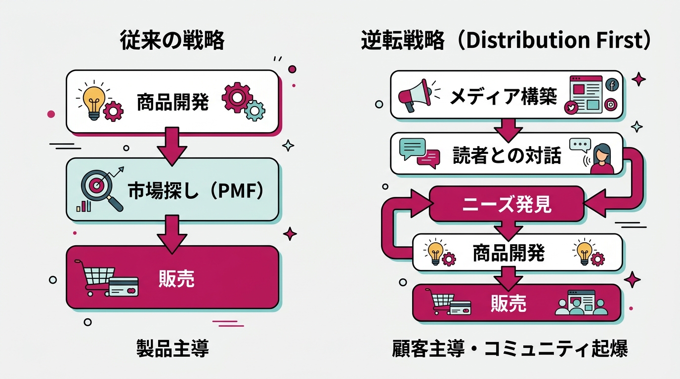 ニュースレターを起点に複数の収益源(スポンサー収益・有料コンテンツ・コンサル・コース)に枝分かれする