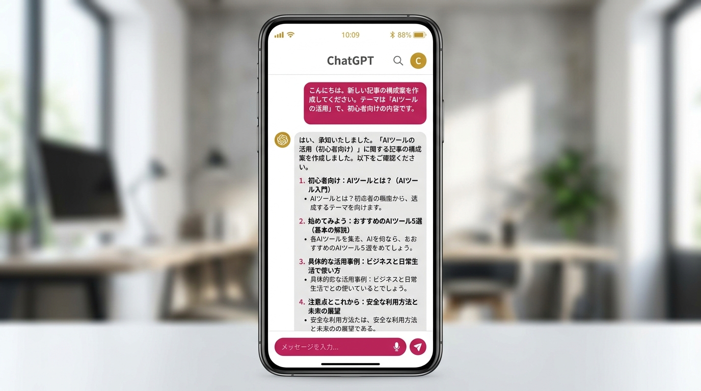 ChatGPTに構成作成を依頼したチャット画面のイメージ