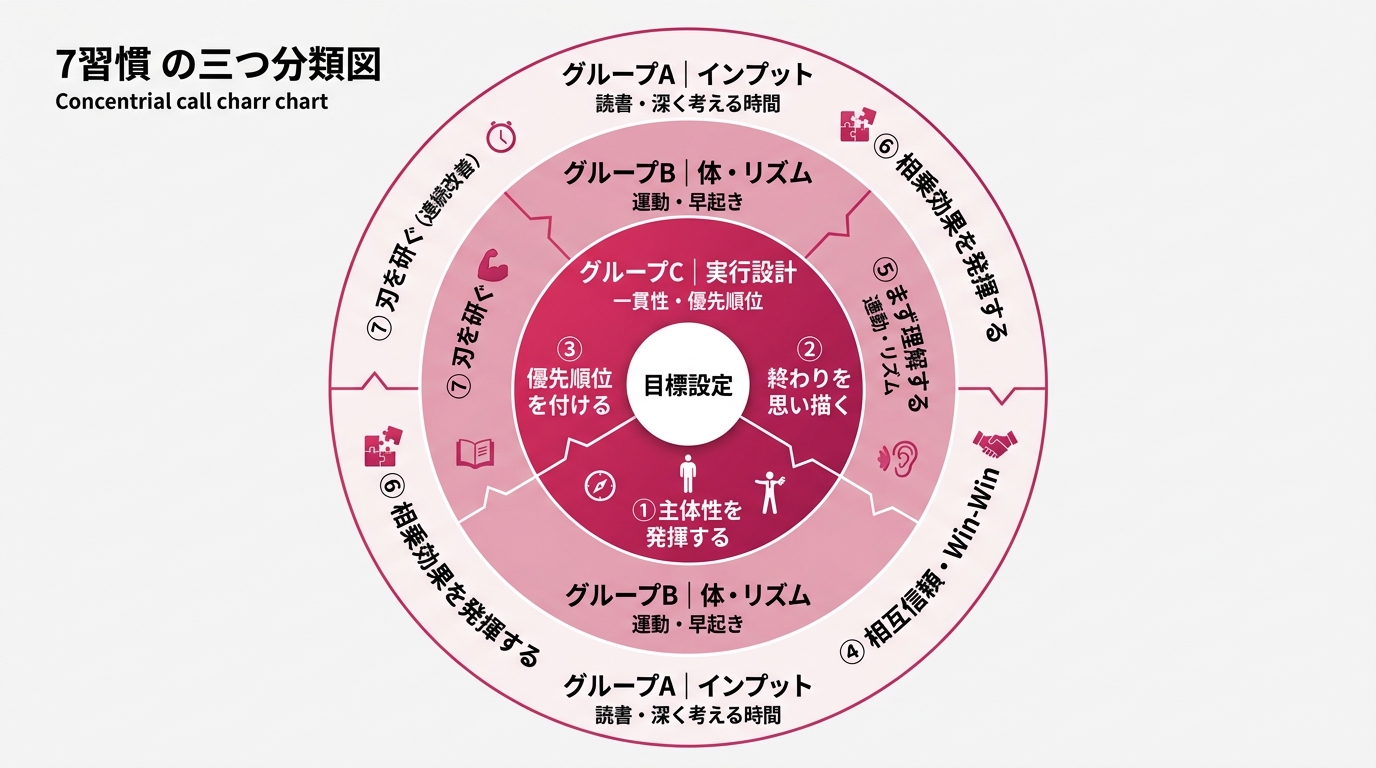 7習慣を3グループに分類した同心円図