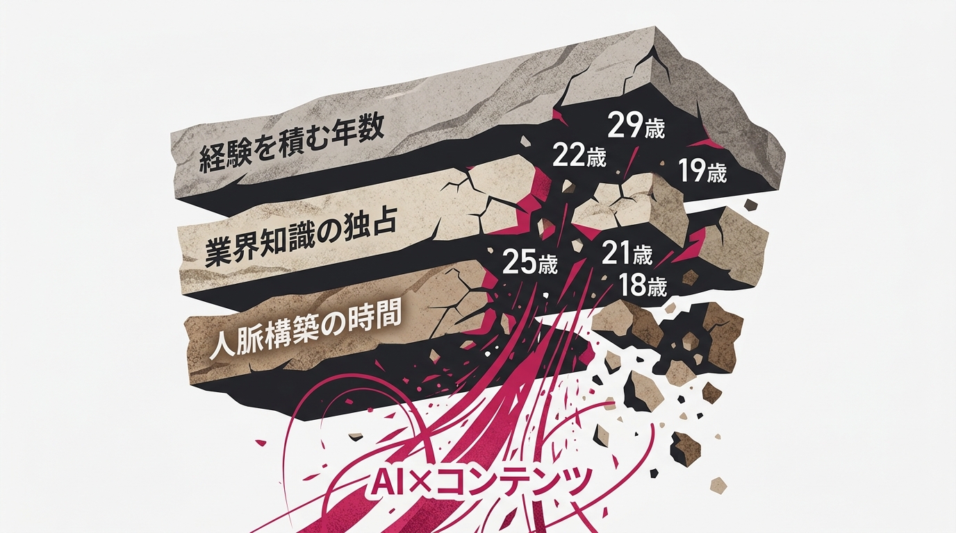 地層が崩れていくシーンの抽象イラスト