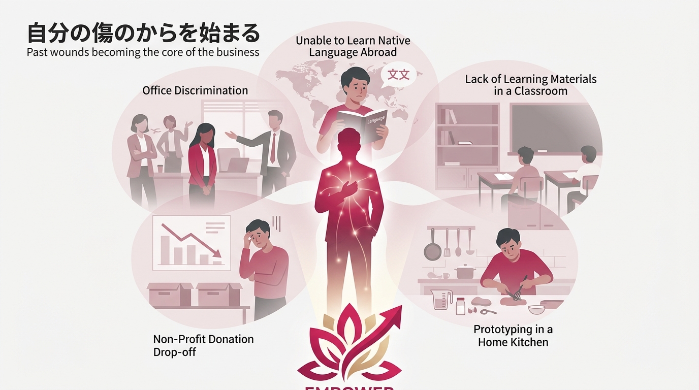 「自分の傷から始まってる」を表現する概念イラスト