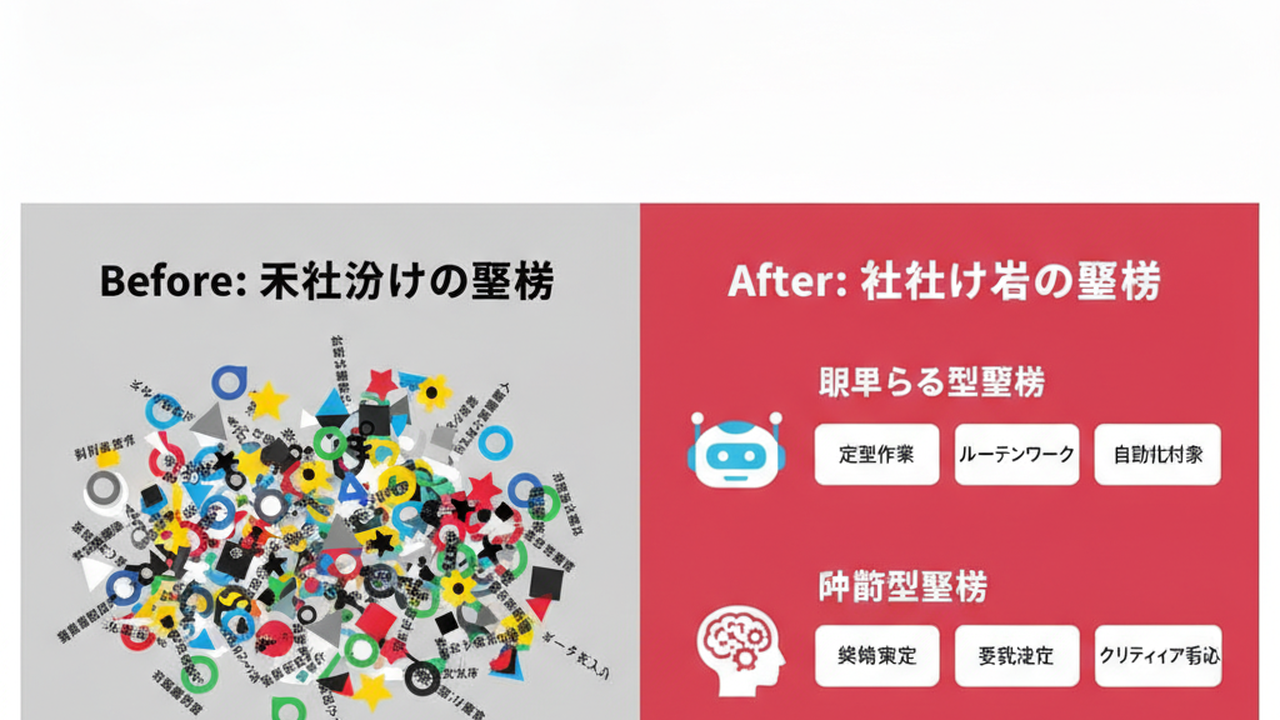 業務の繰り返し型と判断型への仕分け比較