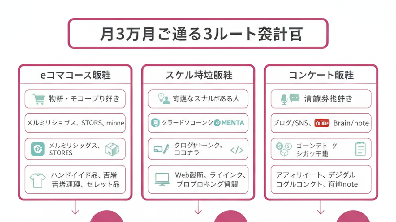 月收入突破3万日元的3条路线设计图