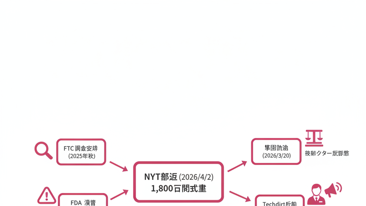 Timeline of Medvi's legal and regulatory troubles around the NYT piece