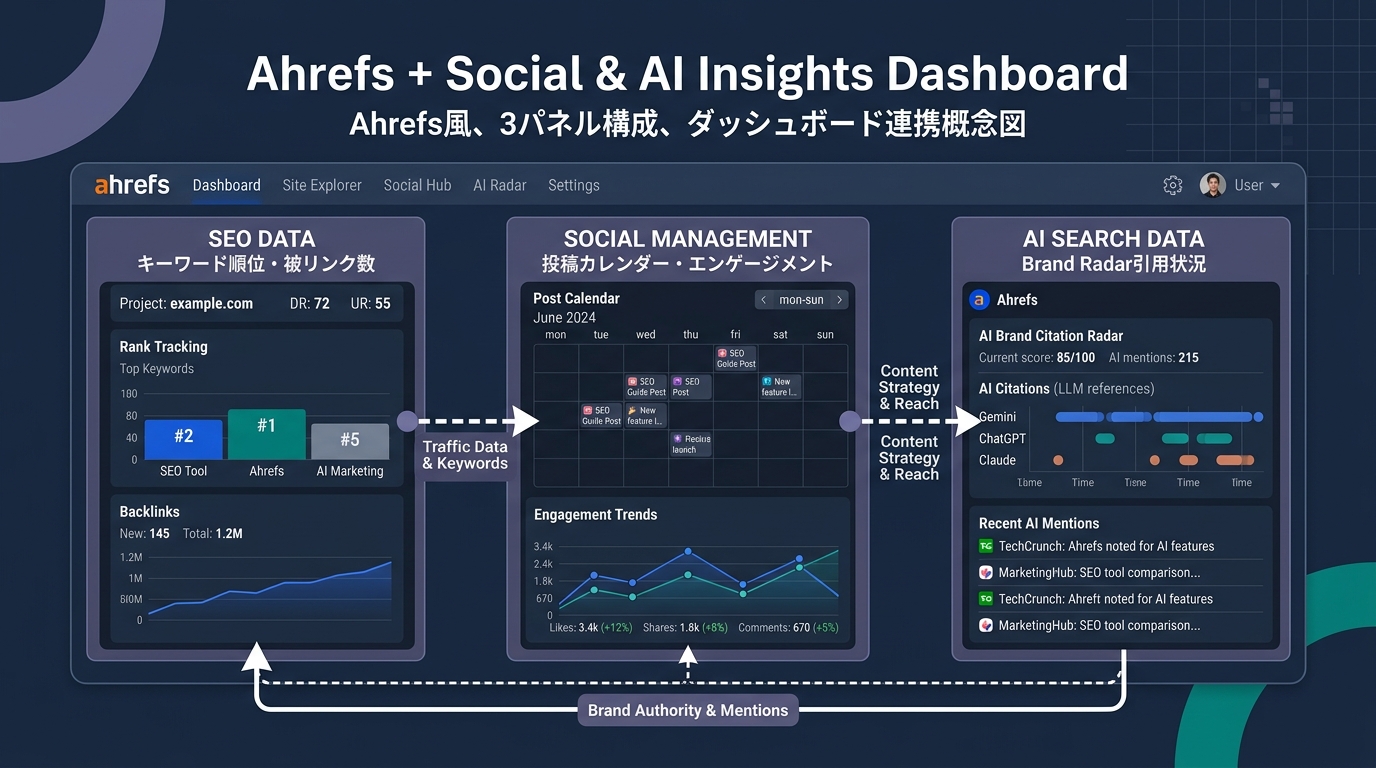 Ahrefsダッシュボードの連携概念図
