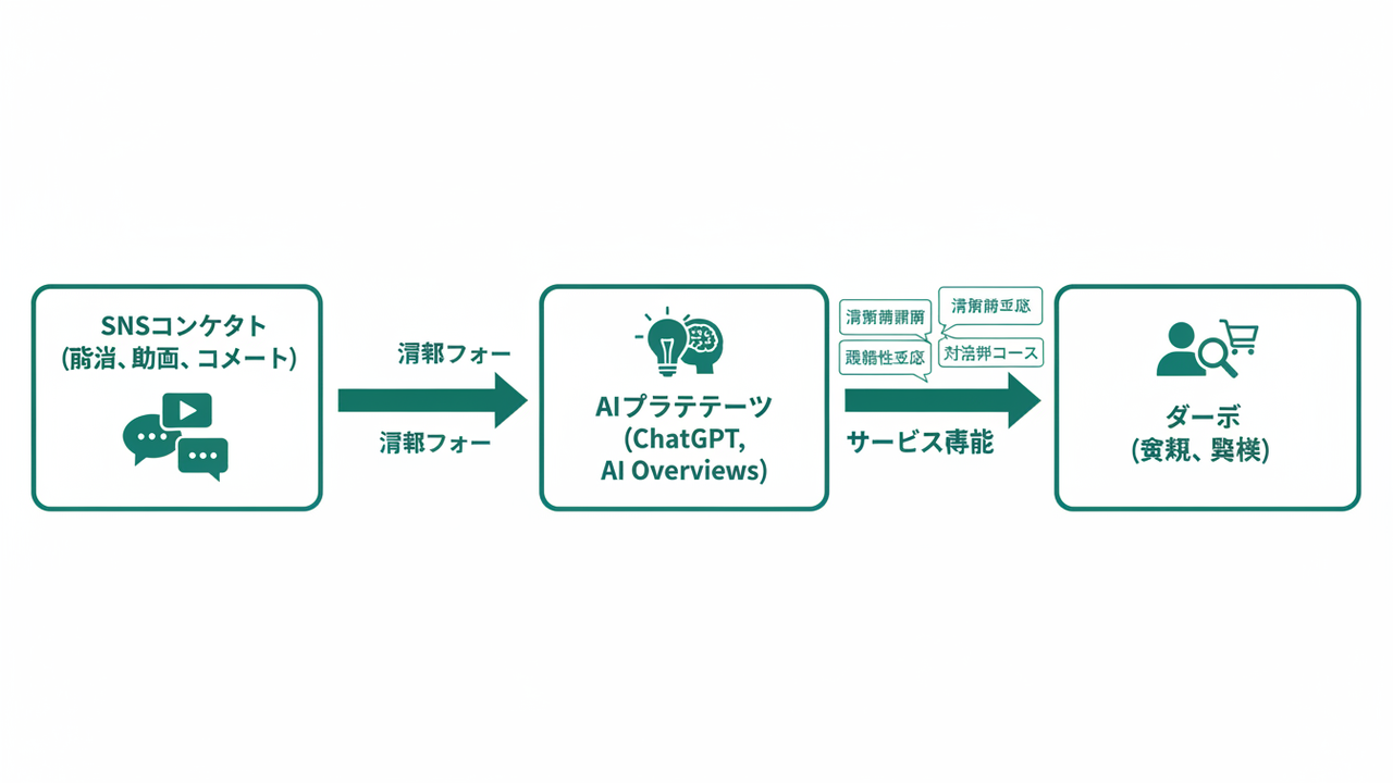 SNSとAI検索の統合フロー